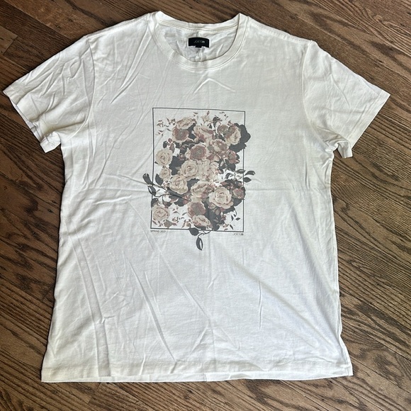 Joes Jeans Men's Vintage Floral Graphic Crew Neck Tee shirt White Large EUC - Picture 2 of 7